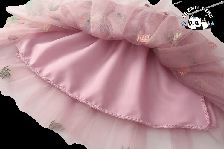 LEZONKIDS - Professional Factory Girls Summer Mini Skirt Banana Pineapple Decoration Mesh Tutu Skirt